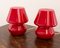 Vintage Italian Red Mushroom Lamps in Murano Glass, Set of 2 4