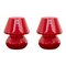 Lampade vintage a fungo rosso in vetro di Murano, Italia, set di 2, Immagine 1