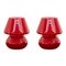 Vintage Italian Red Mushroom Lamps in Murano Glass, Set of 2 1