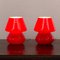 Vintage Italian Red Mushroom Lamps in Murano Glass, Set of 2 5