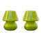 Vintage Italian Green Mushroom Lamps in Murano Glass, Set of 2 1