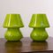 Lampes Champignon Vert Vintage en Verre de Murano, Italie, Set de 2 5