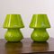 Vintage Italian Green Mushroom Lamps in Murano Glass, Set of 2 5
