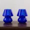 Italienische Vintage Mushroom Lampen aus Muranoglas in Blau, 2er Set 7