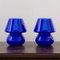 Vintage Italian Blue Mushroom Lamps in Murano Glass, Set of 2 7