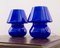 Vintage Italian Blue Mushroom Lamps in Murano Glass, Set of 2, Image 4