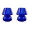 Italienische Vintage Mushroom Lampen aus Muranoglas in Blau, 2er Set 1