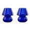 Lampes Champignon Bleu Vintage en Verre de Murano, Italie, Set de 2 1