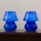 Italienische Vintage Mushroom Lampen aus Muranoglas in Blau, 2er Set 5