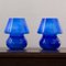 Vintage Italian Blue Mushroom Lamps in Murano Glass, Set of 2 5