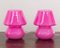 Vintage Italian Fuchsia Mushroom Lamps in Murano Glass, Set of 2 4