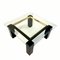 Square Black-Coated Brass Side Tables with Glass Table Tops, Set of 2 4