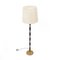 Floor Lamp in Wood and Brass with Fabric Diffuser, 1950s 3
