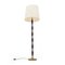 Floor Lamp in Wood and Brass with Fabric Diffuser, 1950s 4