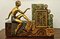 Art Deco Clock Set of Cubist Design with Bronze Lady Figure, 1930s, Set of 3 7