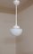 Lampada da soffitto Art Déco vintage con struttura in metallo bianco e paralume in vetro bianco opaco, Germania, anni '30, Immagine 1