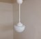 Vintage Art Deco German Ceiling Lamp with White Metal Frame and Opaque White Glass Shade, 1930s, Image 2
