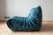 Blue Velvet Togo Living Room by Michel Ducaroy for Ligne Roset, Set of 5 24