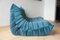 Blue Velvet Togo Living Room by Michel Ducaroy for Ligne Roset, Set of 5 10