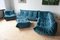 Blue Velvet Togo Living Room by Michel Ducaroy for Ligne Roset, Set of 5 1