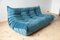 Blue Velvet Togo Living Room by Michel Ducaroy for Ligne Roset, Set of 5 16