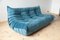 Blue Velvet Togo Living Room by Michel Ducaroy for Ligne Roset, Set of 5, Image 16