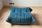 Blue Velvet Togo Living Room by Michel Ducaroy for Ligne Roset, Set of 5, Image 27