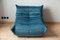 Blue Velvet Togo Living Room by Michel Ducaroy for Ligne Roset, Set of 5, Image 20