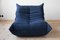 Blue Microfiber Togo Living Room by Michel Ducaroy for Ligne Roset, Set of 5 10