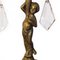 Lámpara de candelabro vintage de bronce con cristales morados, años 30, Imagen 7