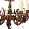 Lampada a candelabro vintage in bronzo con cristalli viola, anni '30, Immagine 4
