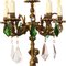 Lámpara de candelabro vintage de bronce con cristales verdes, años 30, Imagen 3