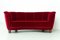 Vintage Danish Art Deco Red Velvet Banana Sofa from Slagelse Møbelværk, 1940s, Image 1