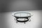 Rustic Round Coffee Table with Wrought Iron Base and Glass Top, France, 1930s 4