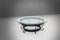 Rustic Round Coffee Table with Wrought Iron Base and Glass Top, France, 1930s, Image 4