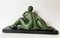 Armand Godard, Dame mit Panther, 1920er, Bronze auf Onyxsockel 8