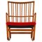 Rocking Chair in Oak with Wool Fabric by Hans Wegner, 1950s, Image 1