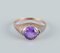 Danish Goldsmith 14 Karat Gold Ring with Light Violet Semi-Precious Gemstone, 1930s 3