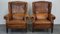 Vintage Sheep Leather Wing Chairs, Set of 2 2