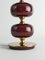 Burgunderrote Tischlampe aus Glas & Messing von Tranås Stilarmatur, 1960er 2