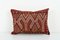 Red Lumbar Cicim Pillow Cover - Wool Turkish Jajim Cushion 1