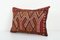 Red Lumbar Cicim Pillow Cover - Wool Turkish Jajim Cushion 2