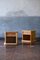 Wooden and Wicker Bedside Tables with Drawer, 1980, Set of 2 1