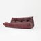 Burgundy Leather Togo 3-Seater Sofa by Michel Ducaroy for Ligne Roset, 1990s 10