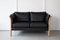 Black Leather 2-Seater Sofa, 1960s, Image 1