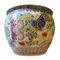Maceta china vintage de porcelana con flores y mariposas, Imagen 1