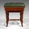 English Victorian Piano Riser Stool in Walnut and Leather, 1890s, Image 3