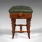 English Victorian Piano Riser Stool in Walnut and Leather, 1890s, Image 4