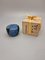 Vintage Japanese Netsuke Matcha Conatiner with Maki-E Lacquer Depicting a Deep Blue Kimono Fabric with Golden Drangonflies on Black Background, 1960-70s 2