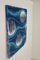 Pittura scultura tessile con effetto onda e rilievo con pieghe monocromatiche blu, Immagine 8